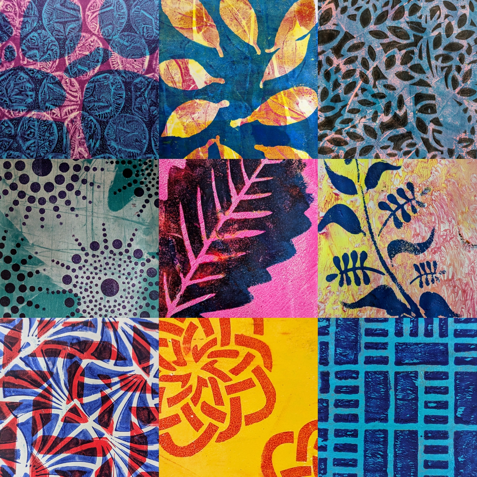 A selection of Gelli Prints